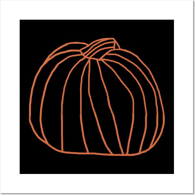 One Big Harvest Pumpkin Minimal Line Drawing Wall Art by ellenhenryart